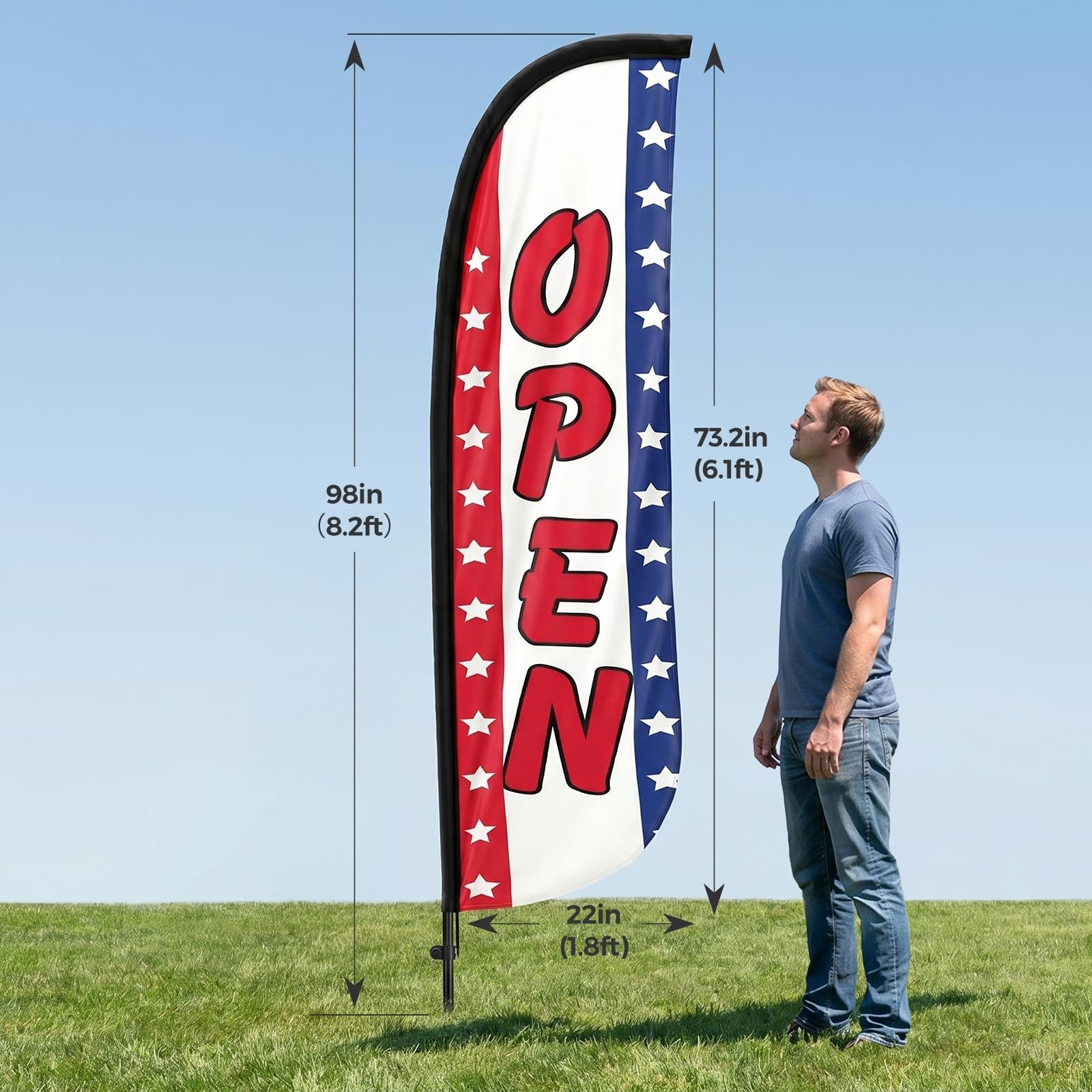 8ft Feather Flag Kit with Pole & Ground Stake – Swooper Banner for Grand Opening