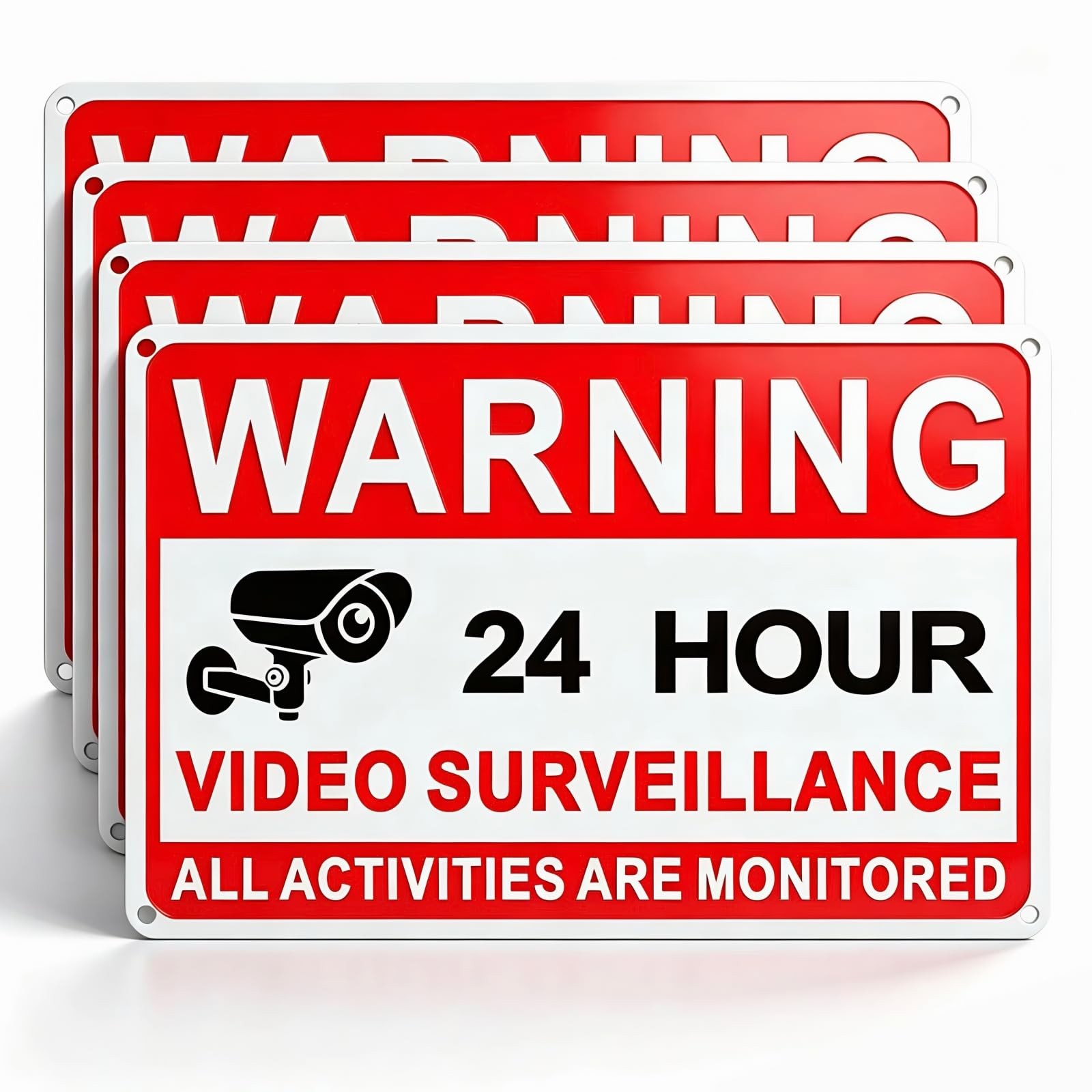 4 Pack Video Surveillance Signs 8 x 12 Inch Aluminum Camera CCTV Security