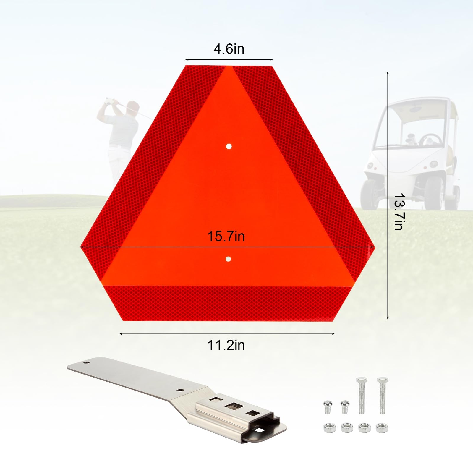 Slow Moving Vehicle Sign W/ Mounting Bracket Triangle Aluminum Sign 2Set