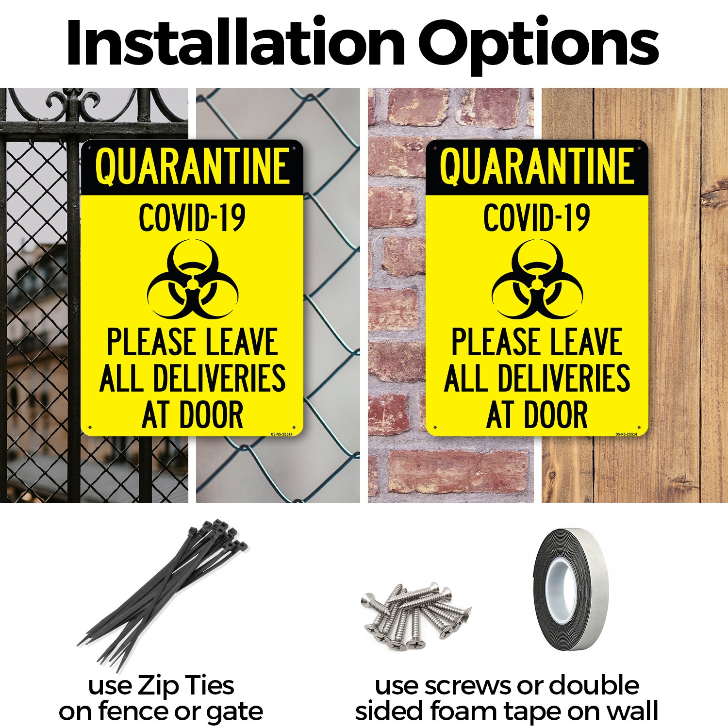 Quarantine Please Leave All Deliveries At Door Public Safety Sign 5 or 10 Pack
