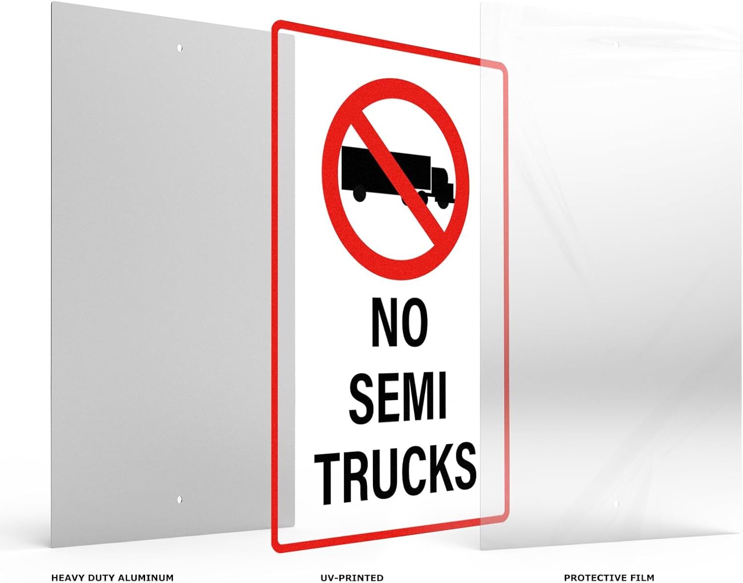 No Semi Trucks Tin Metal Signs 8×12 Inches Aluminum Waterproof Sign Metal Reflec