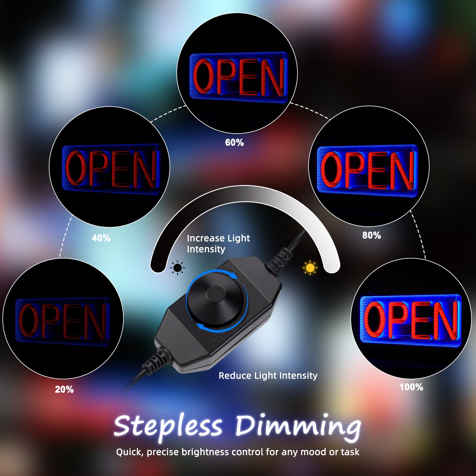Open & Closed Neon Signs Double-Sided 3D Mirror LED Hanging Billboard Store Bar