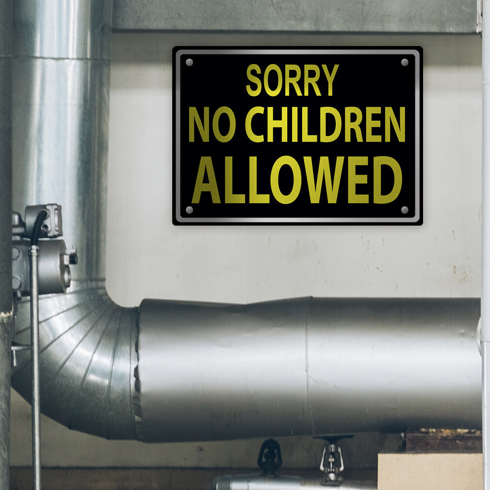 Horizontal Metal Sign Sorry No Children Allowed Weatherproof Street Signage