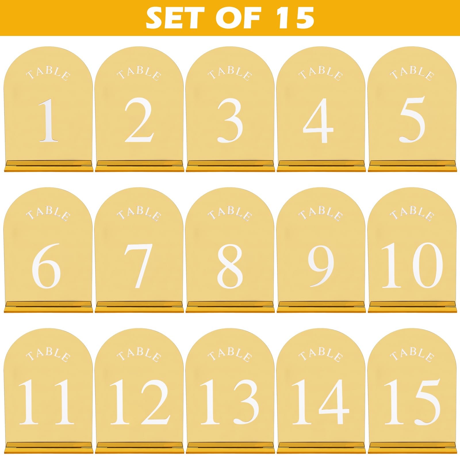 5×7 Inch Double Sided Gold Wedding Table Numbers 115 Stands Acrylic Signs