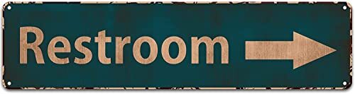 Restroom Right Arrow Sign Vintage Metal Bathroom Door Sign for Office Restaurant
