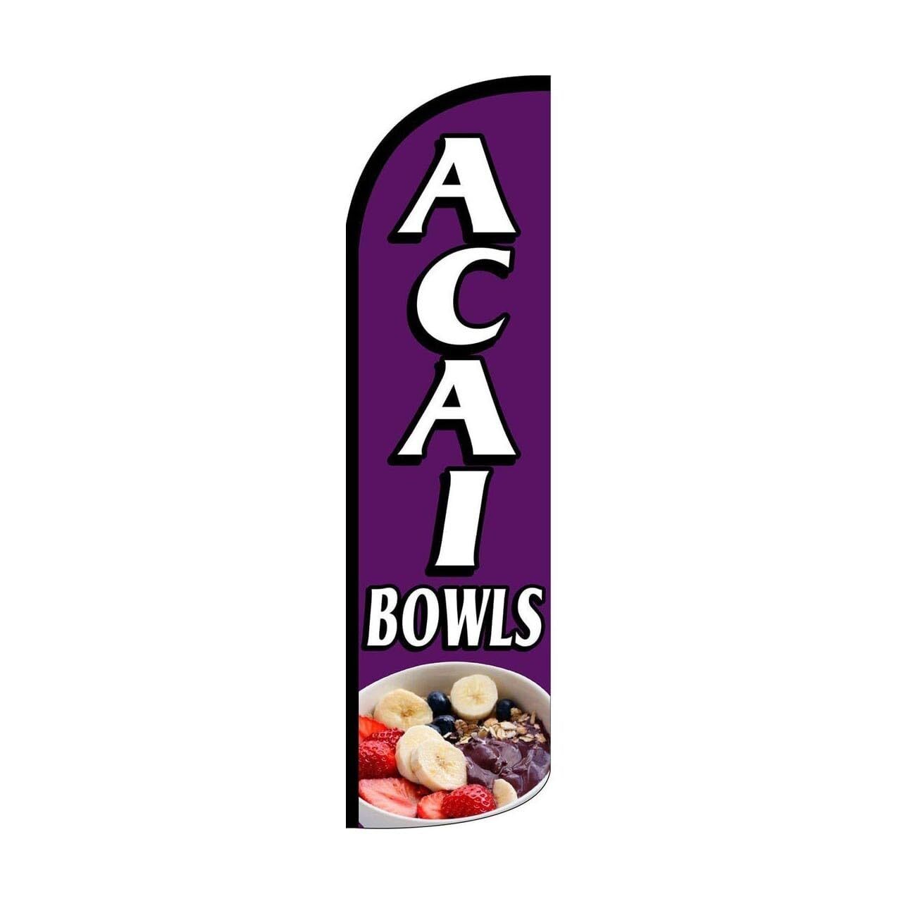 Acai Bowls Swooper Flutter Feather Flag | 3ft W x 11.5ft Tall