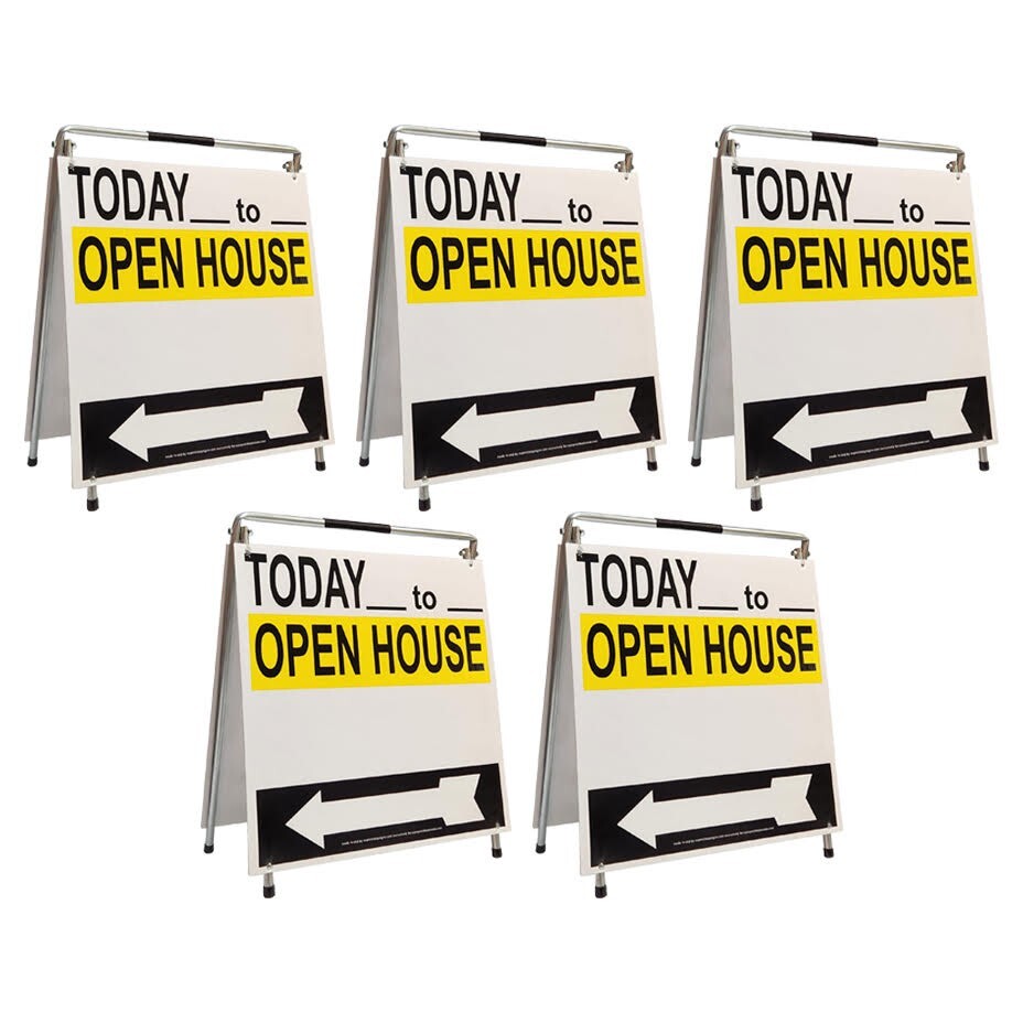 Real Estate Open House Sign Kit Metal A-Frame 5 Pack YWB w/ Today Times