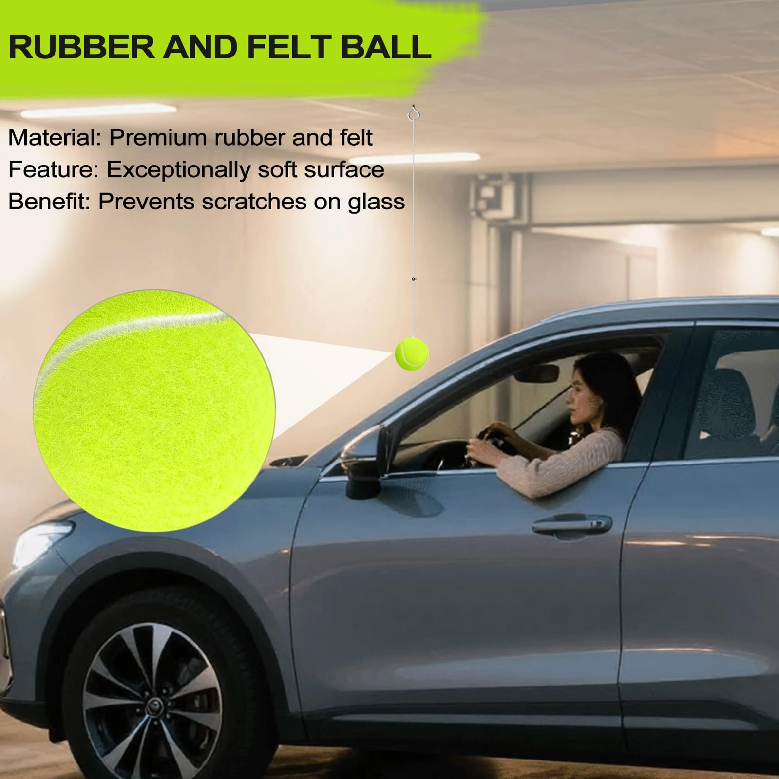 Dnairtly Garage Parking Aid with Magnetic & Screw Hooks, 2 Pack Tennis Green