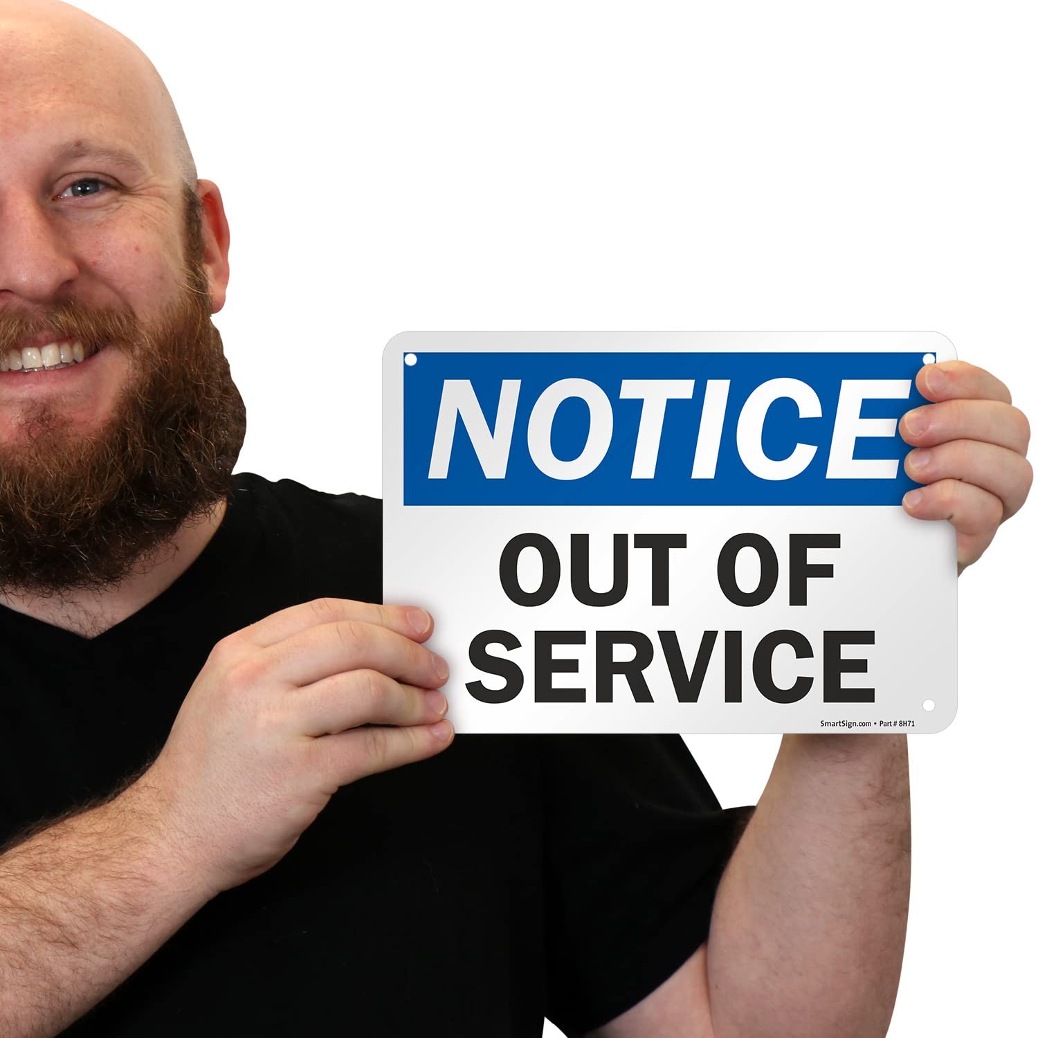 Notice Out Of Service Sign 7×10 Aluminum Black Blue White, Repair Warning Set