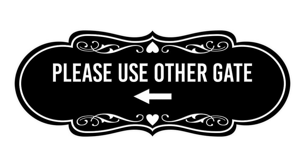 Designer Please Use Other Gate Left Arrow Sign Black Small Wall Decor