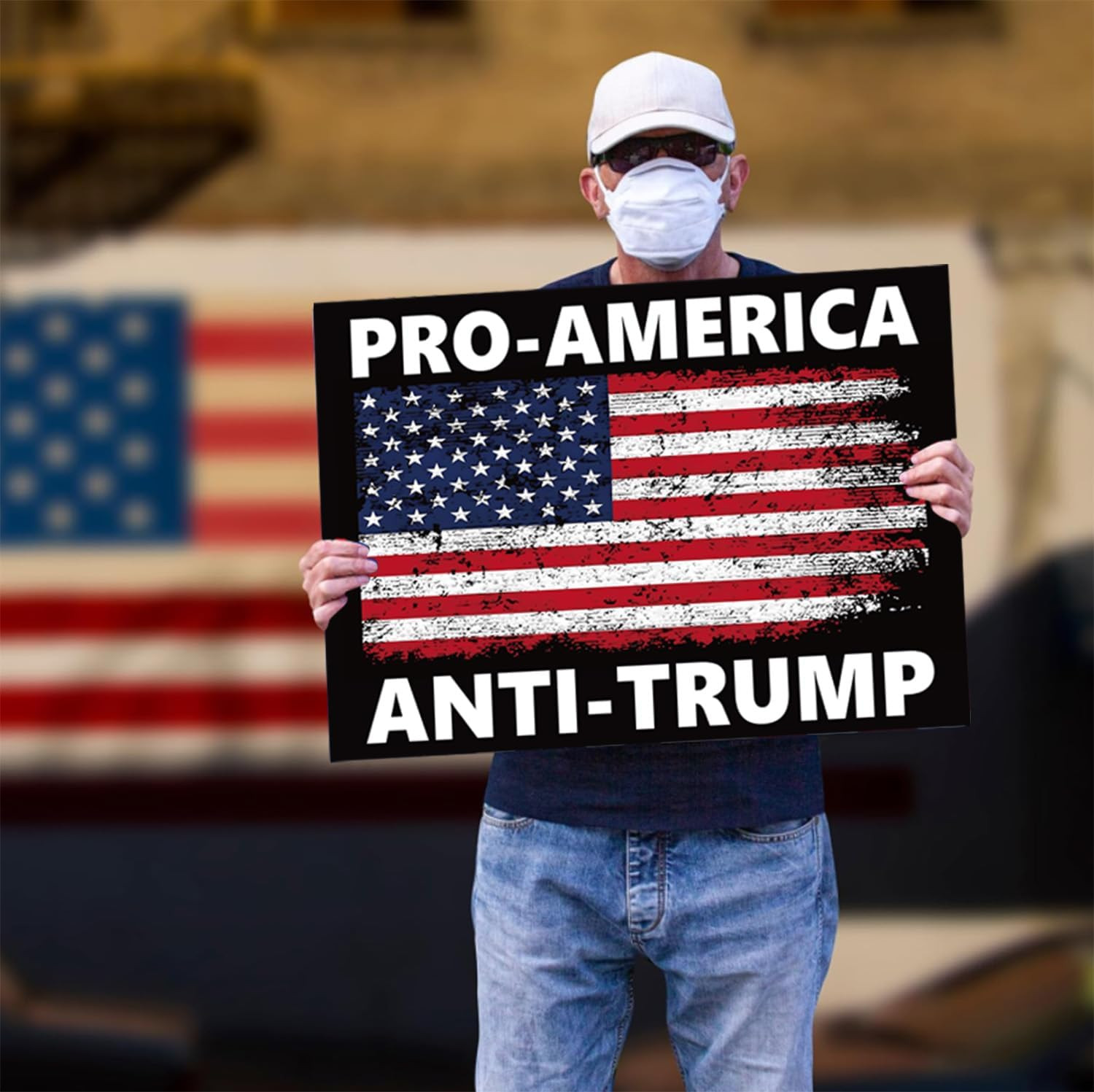Pro America anti Trump Yard Sign Double Sided Corrugated Plastic Outdoor Lawn…