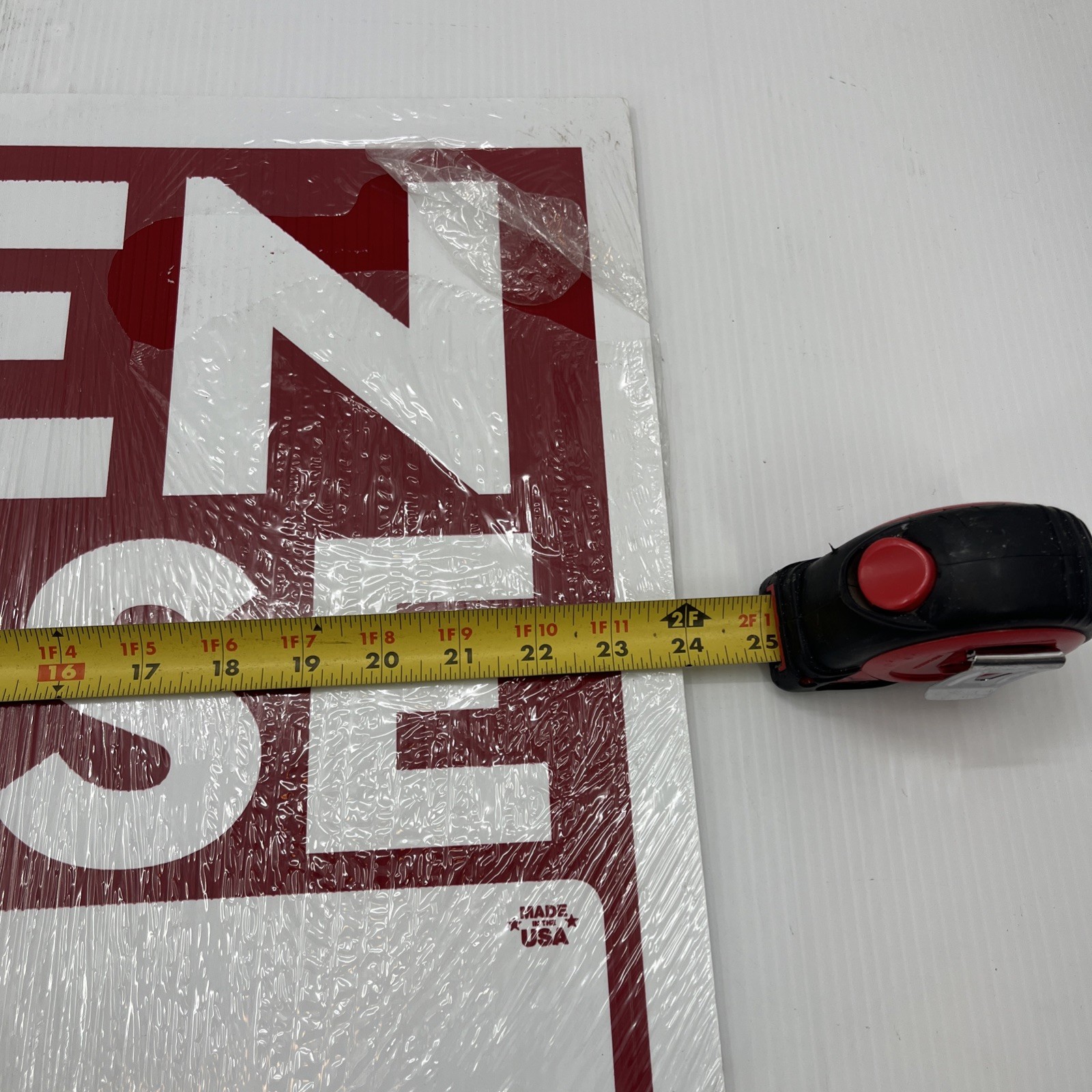 Open House Sign with Metal Stand, Red and White, 20”x 24” 840049. {C8}.