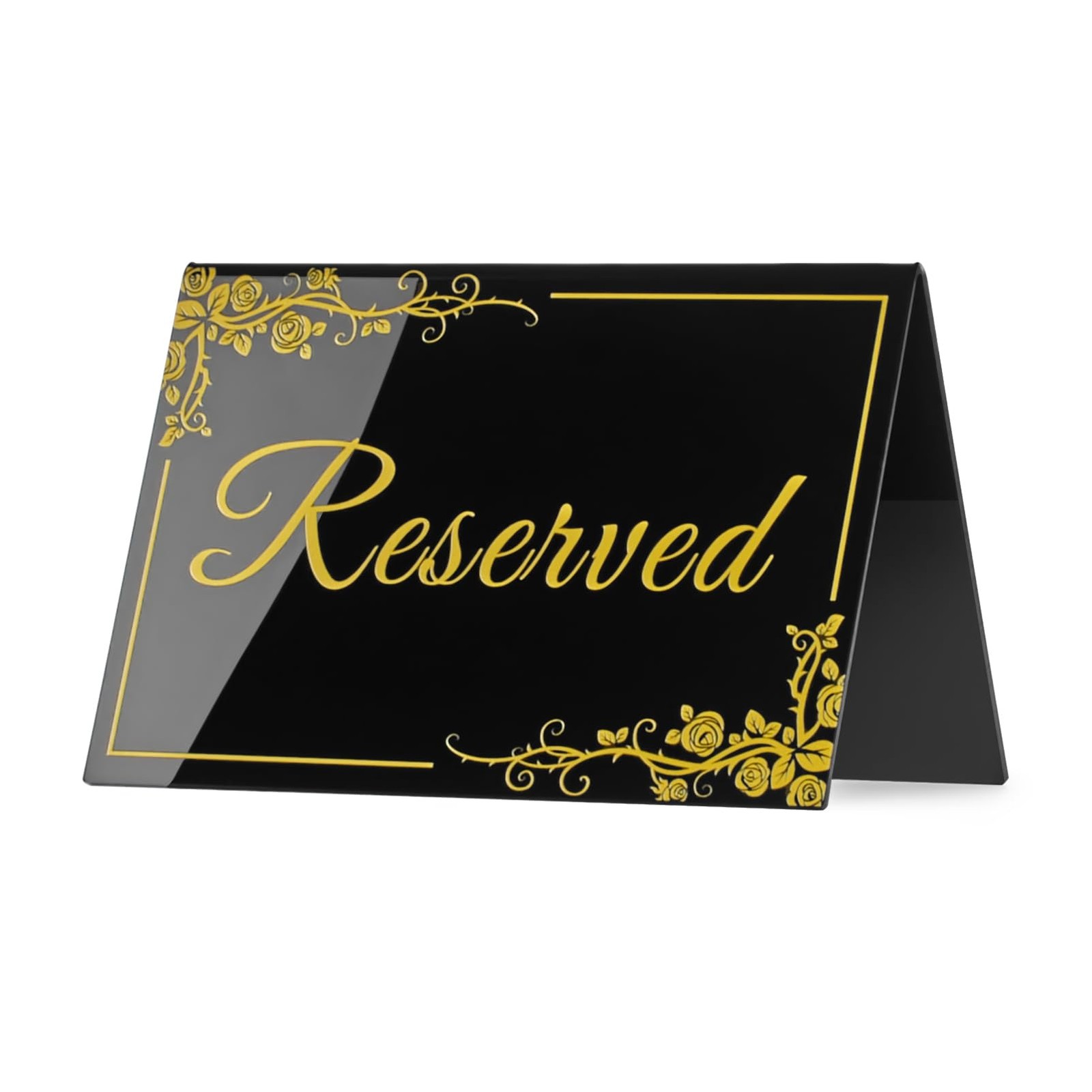 10 PCS Black Acrylic Reserved Table Sign Double Sided Tent Card 6×4 Inch