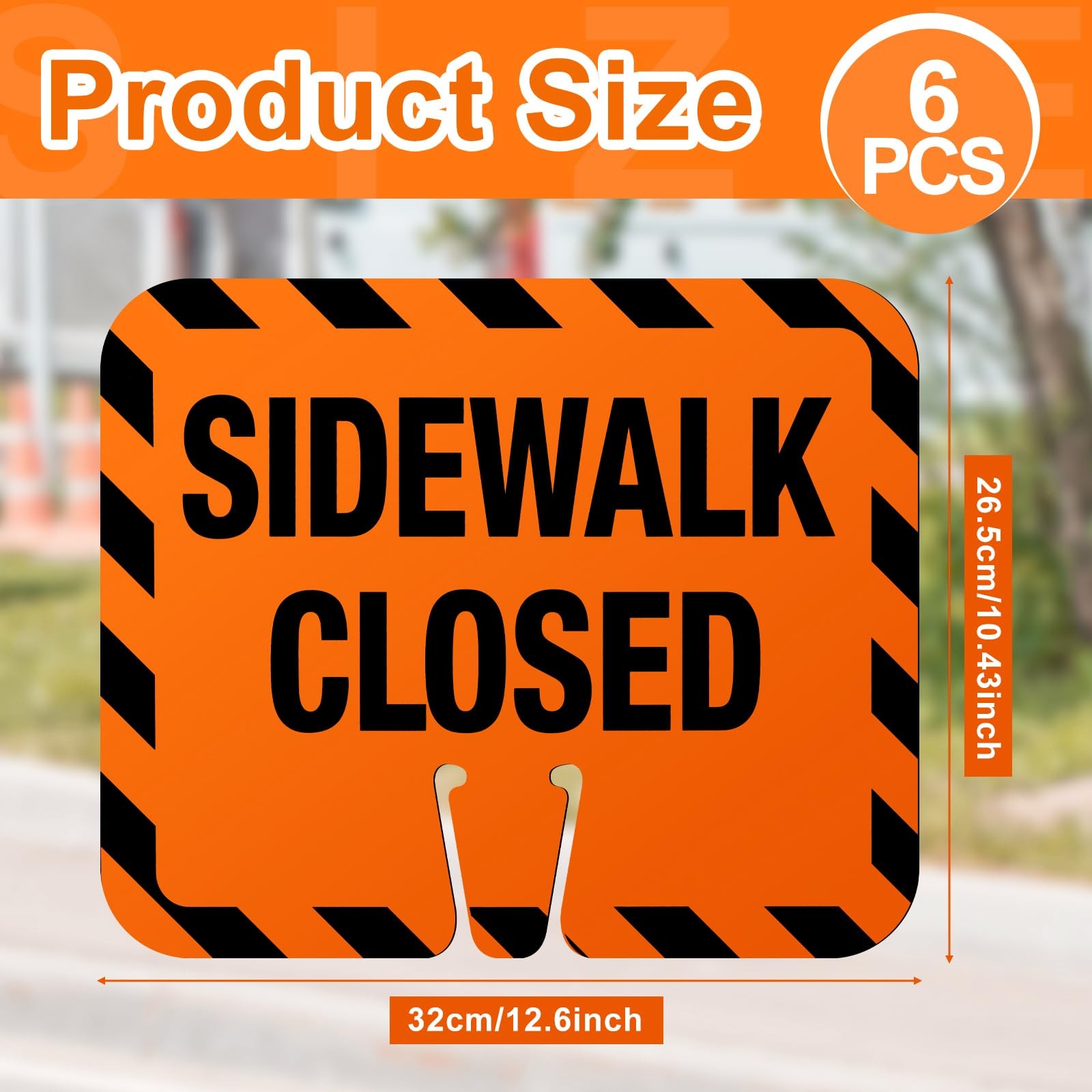 6 Pcs Plastic Sidewalk Closed Sign Bulk for Traffic Cones Top Road Warning Si…