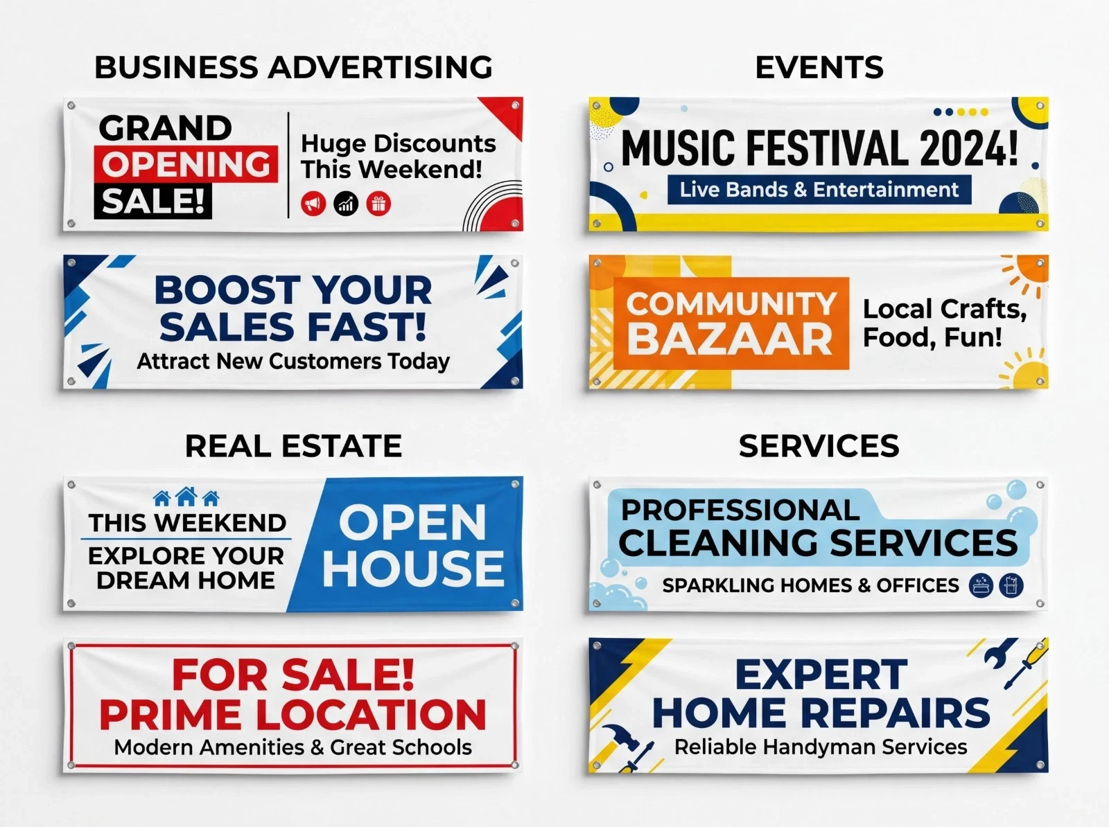 Custom Vinyl Banner Waterproof UV Resistant 13oz Heavy Duty Outdoor Made In USA