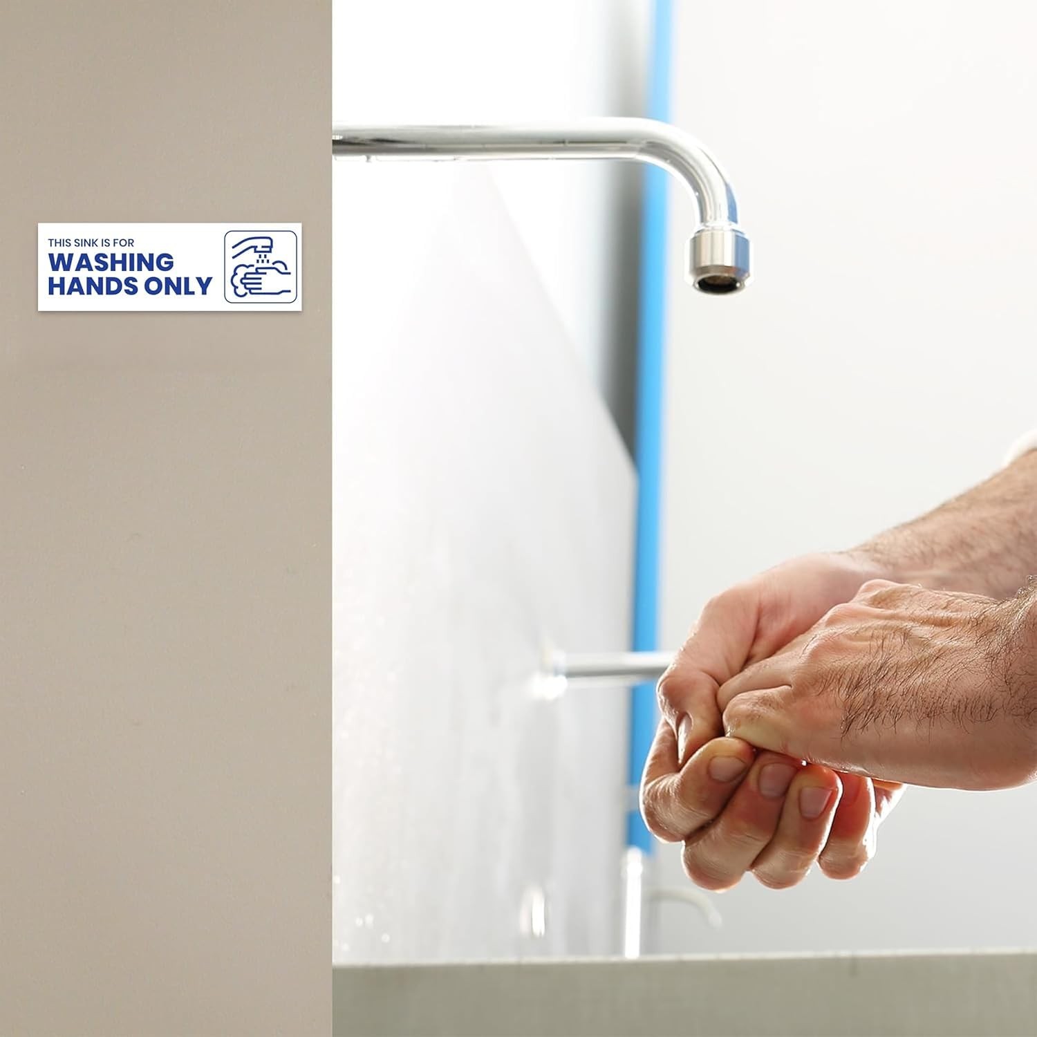 6 PCS Wash Your Hands Signs 7.3×2.5 Inch Self Adhesive Vinyl Bathroom Notice