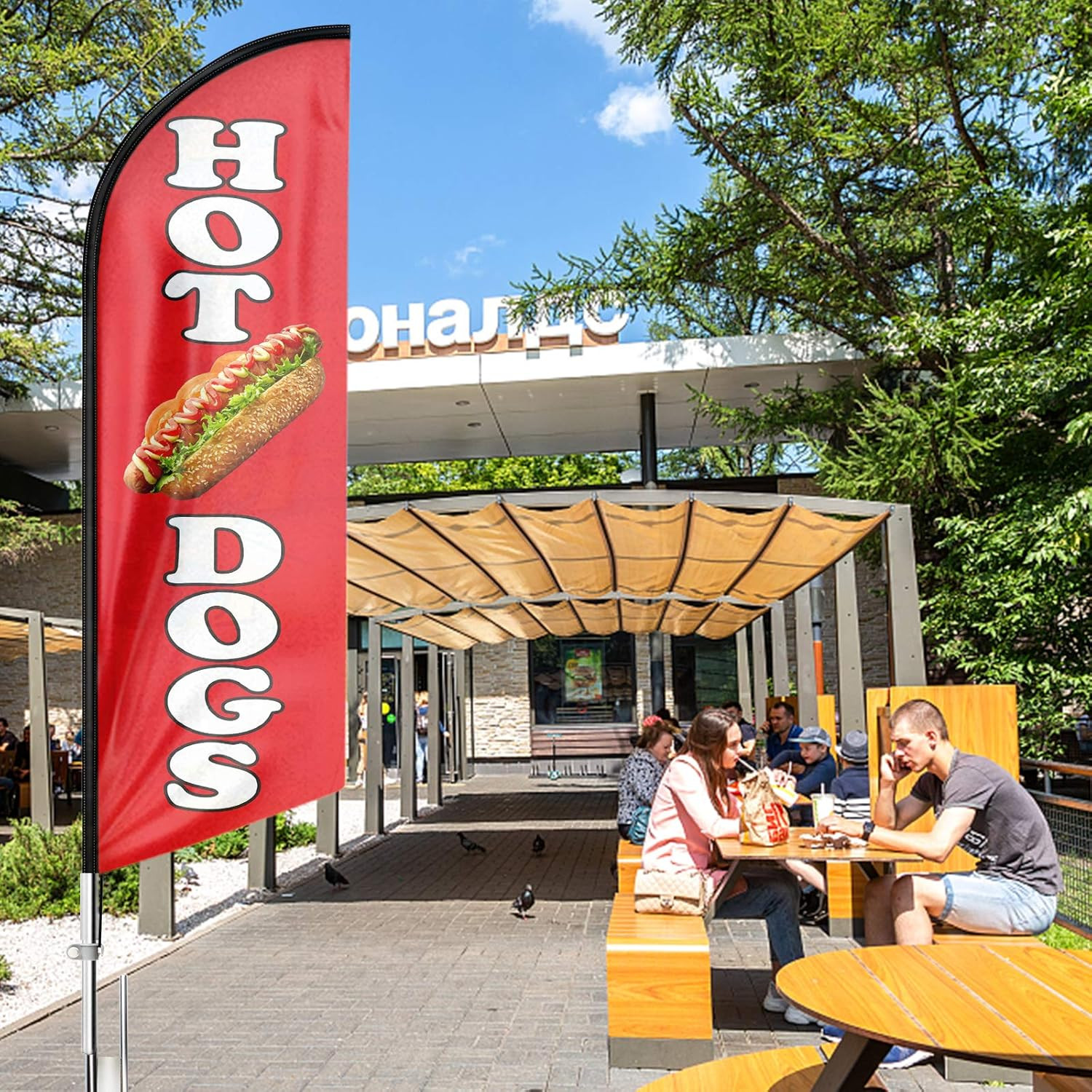 Hot Dog Swooper Flag and Pole Kit – Food Restaurant Advertising Feather Banner S