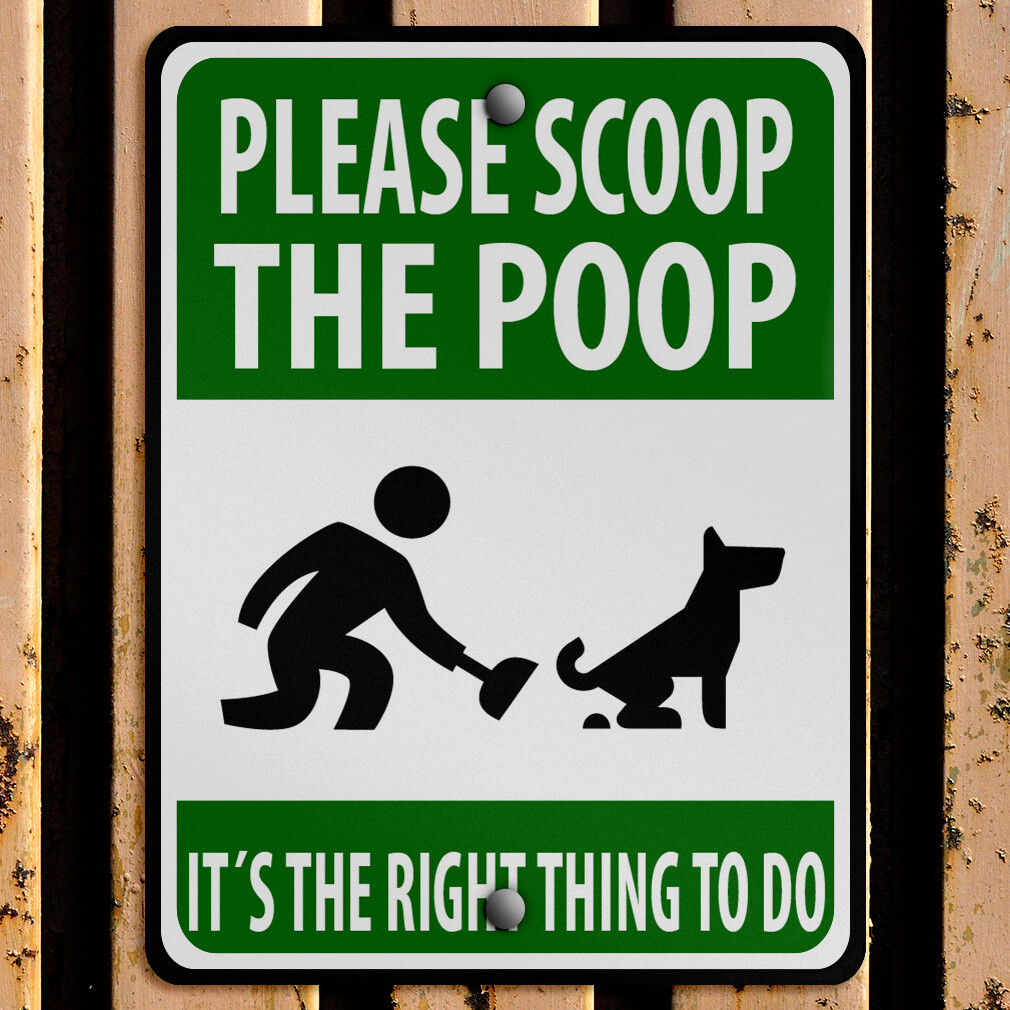 Aluminum Vertical Metal Sign Please Scoop The Poop Weatherproof Street