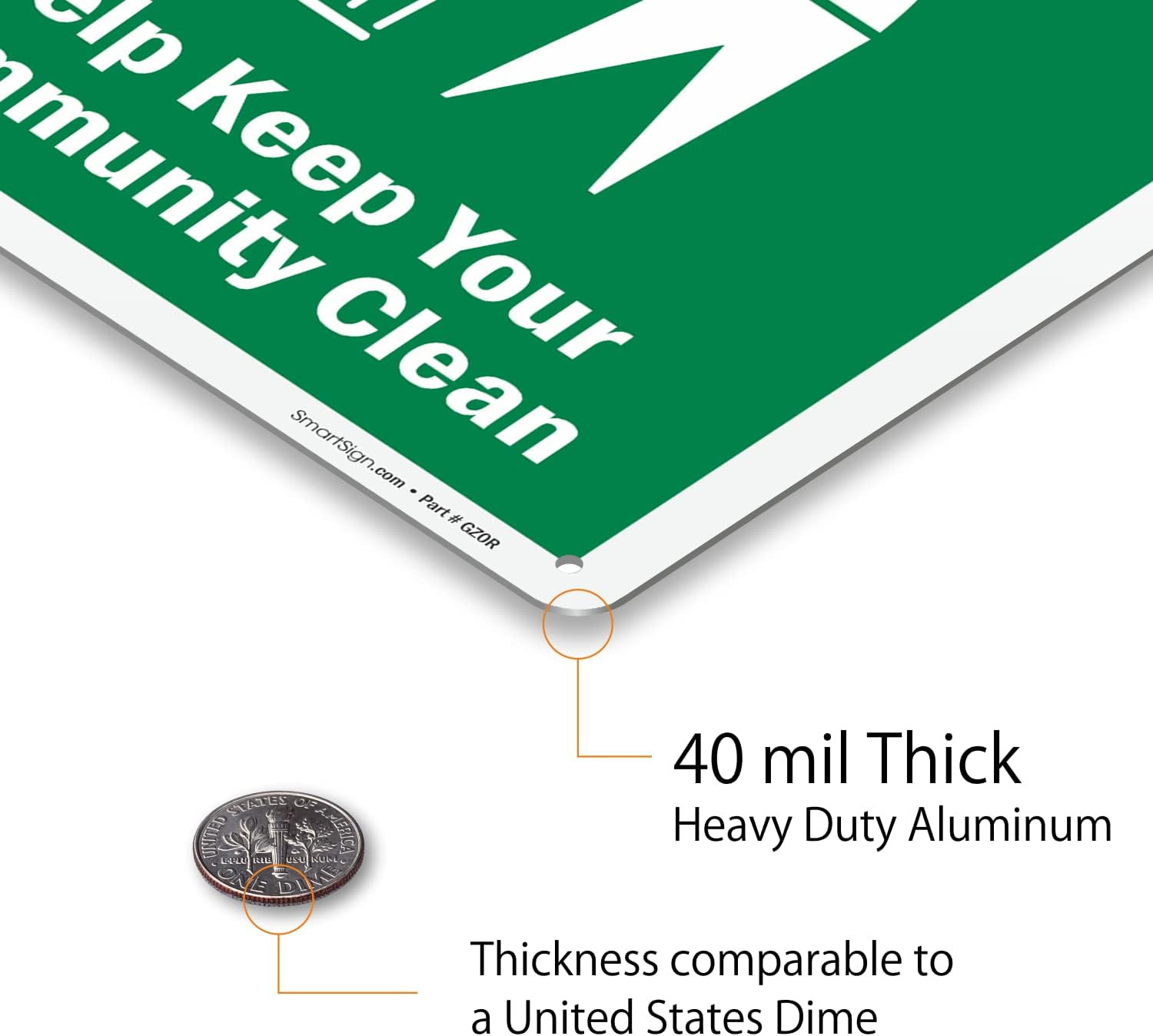 14 x 10 inch “Please Don&rsquo;t Litter – Help Keep Your Community Clean” Metal Sign,