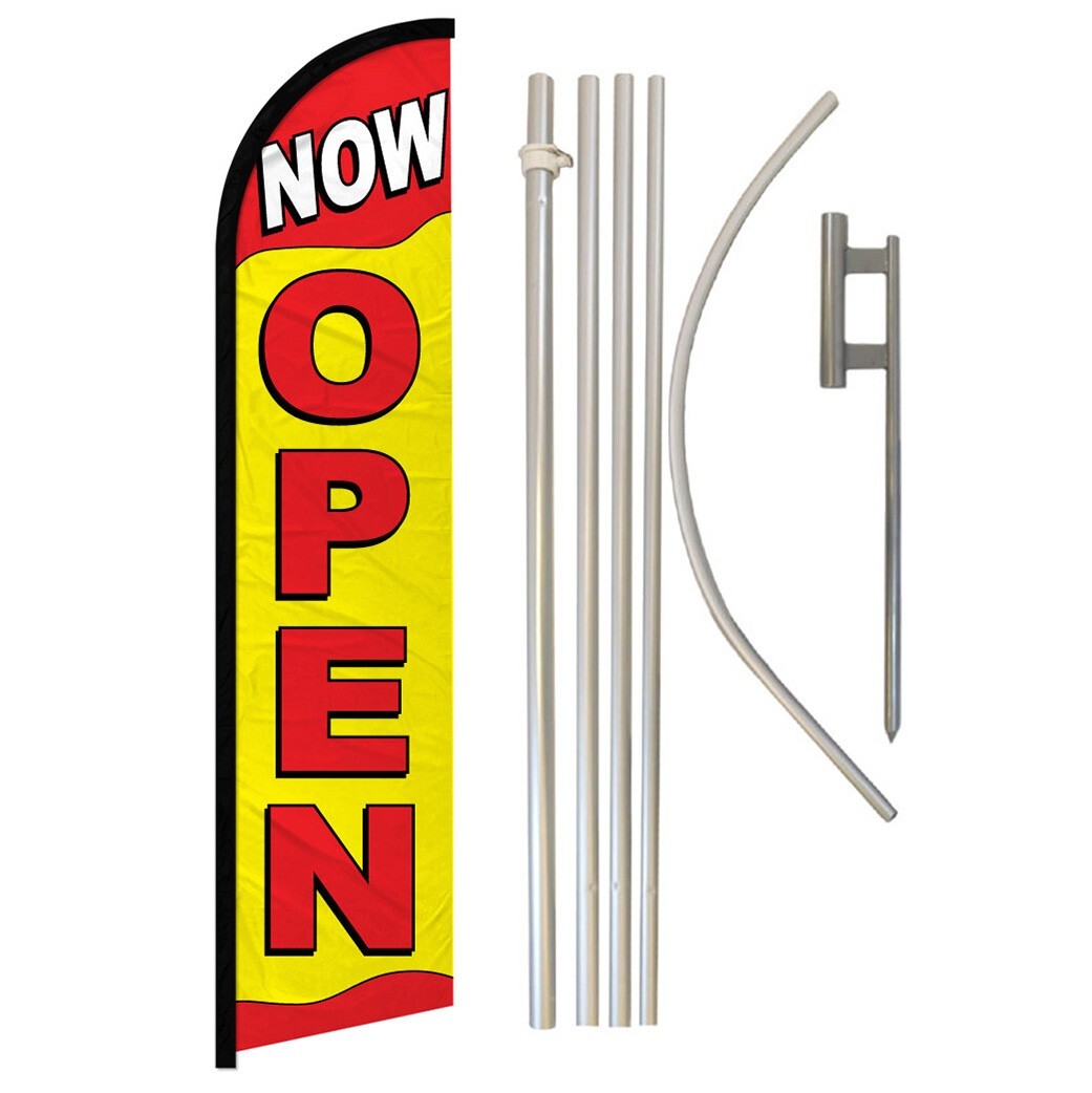 Now Open Full Curve Windless Swooper Flag Pole Kit Open Now YW/RD