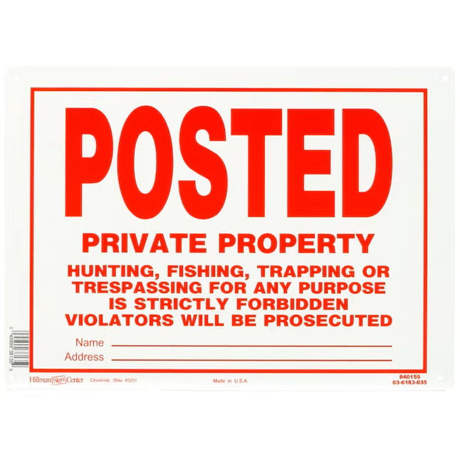 Hillman Posted – Private Property 10-in x 14-in Aluminum Do not enter Sign