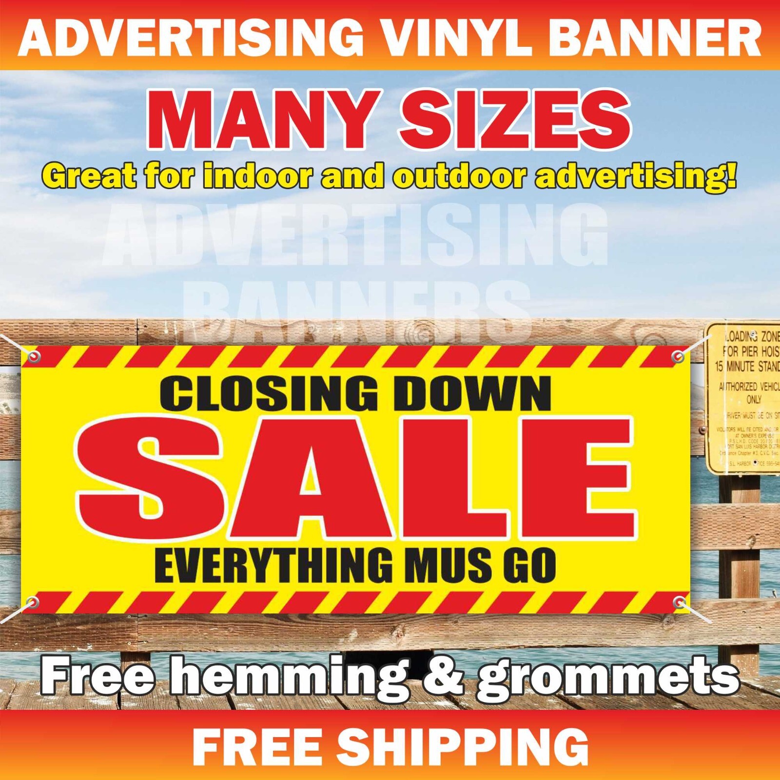 CLOSING DOWN SALE EVERYTHING MUS GO Advertising Banner Vinyl Sign
