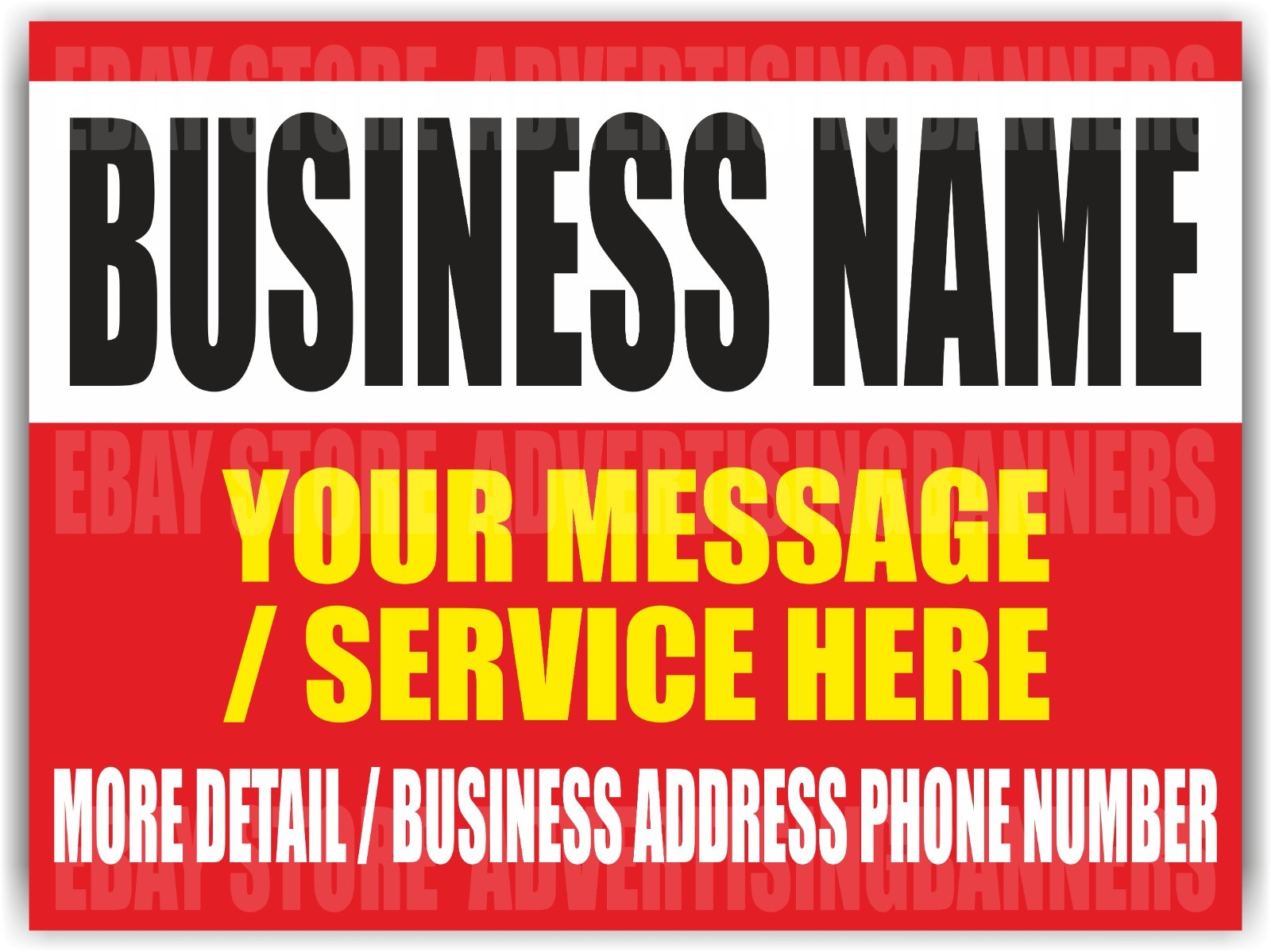 BUSINESS NAME Yard Sign with H-Stakes MESSAGE SERVICE HERE Custom Phone Number