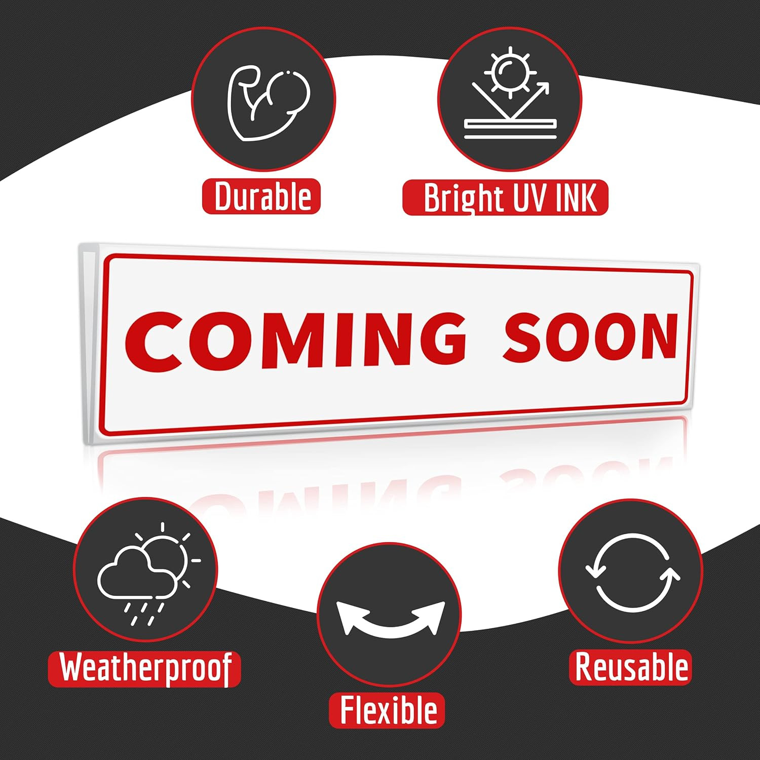 1PC – Coming Soon Real Estate Sign Riders Sleeves, 17&Prime; X 5&Prime;- Double Sided – PVC