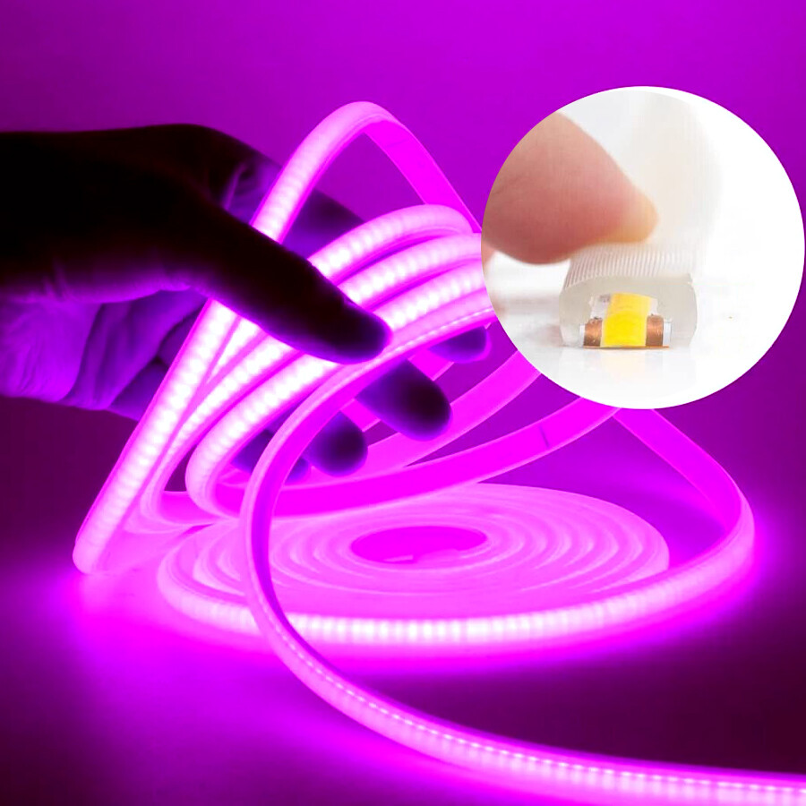 Pink 50&prime; 110V 480leds/m COB LED Light Strip Waterproof IP68 Xmas Hotel Decor US