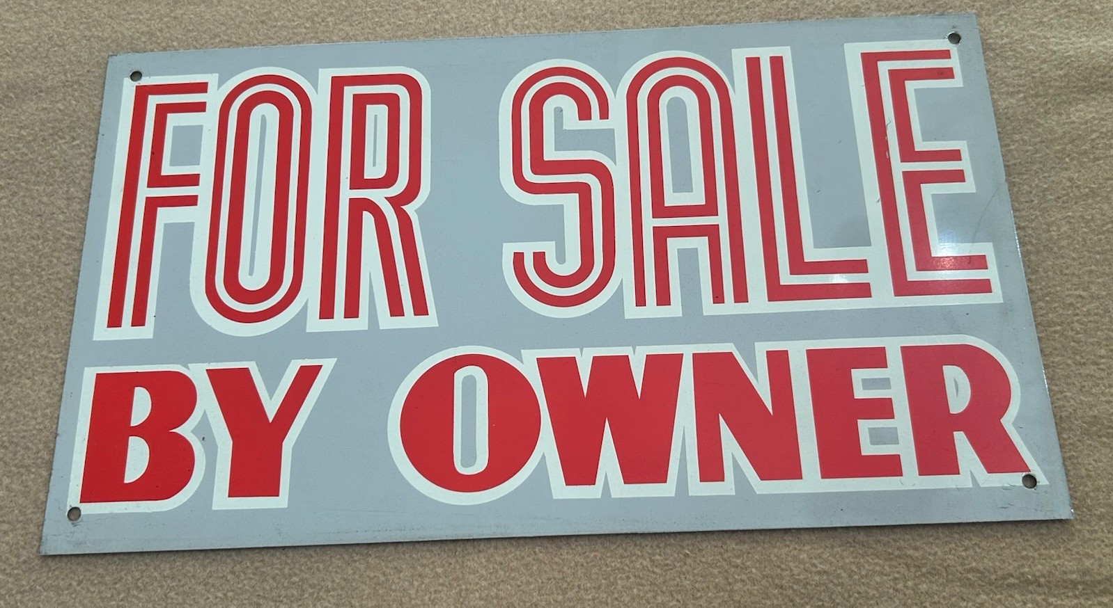Vintage Aluminum FOR SALE BY OWNER Sign 8” x 14” Real Estate Boat Car