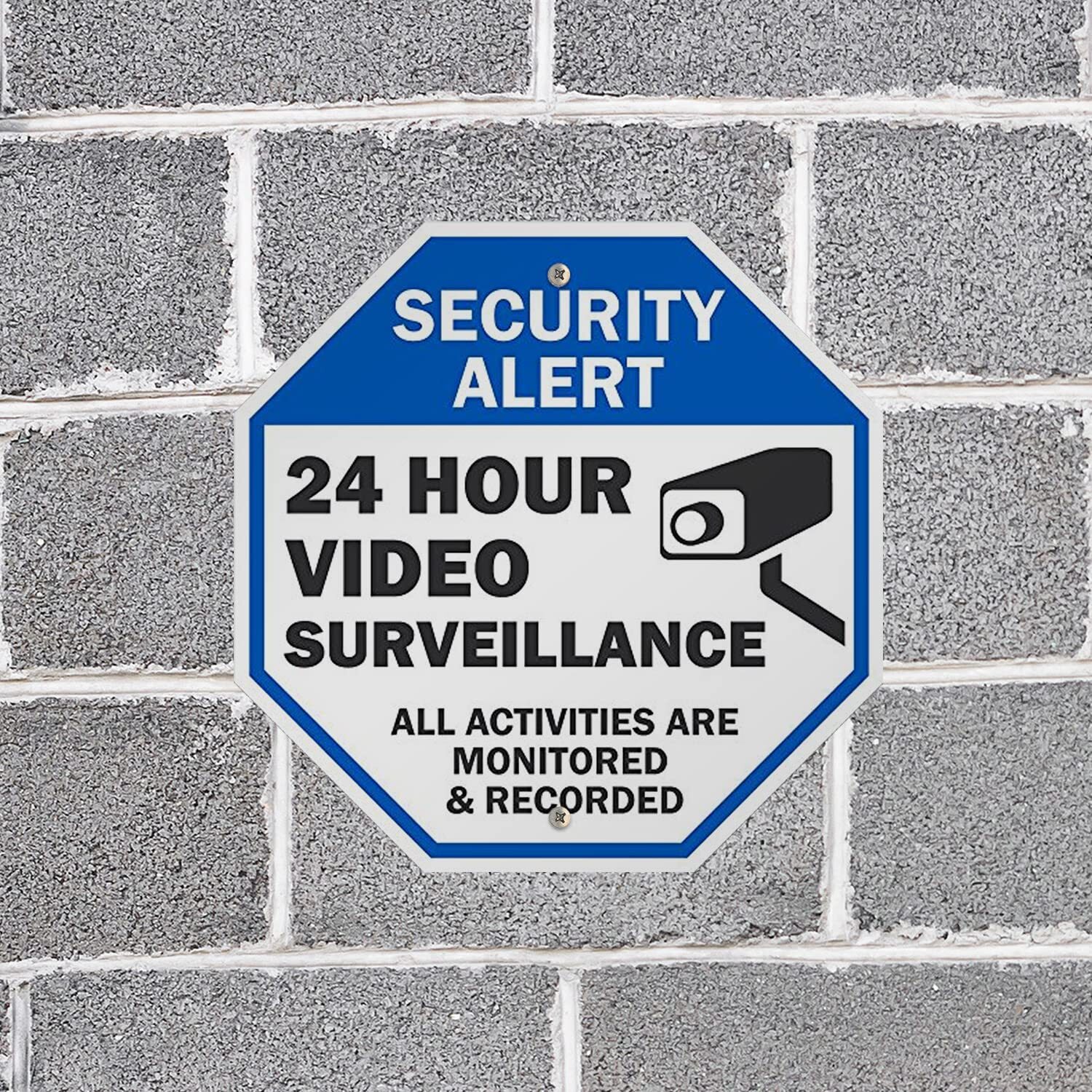 Security Alert Sign 24 Hour Video Surveillance 10×10 Inch Aluminum Warning Sign