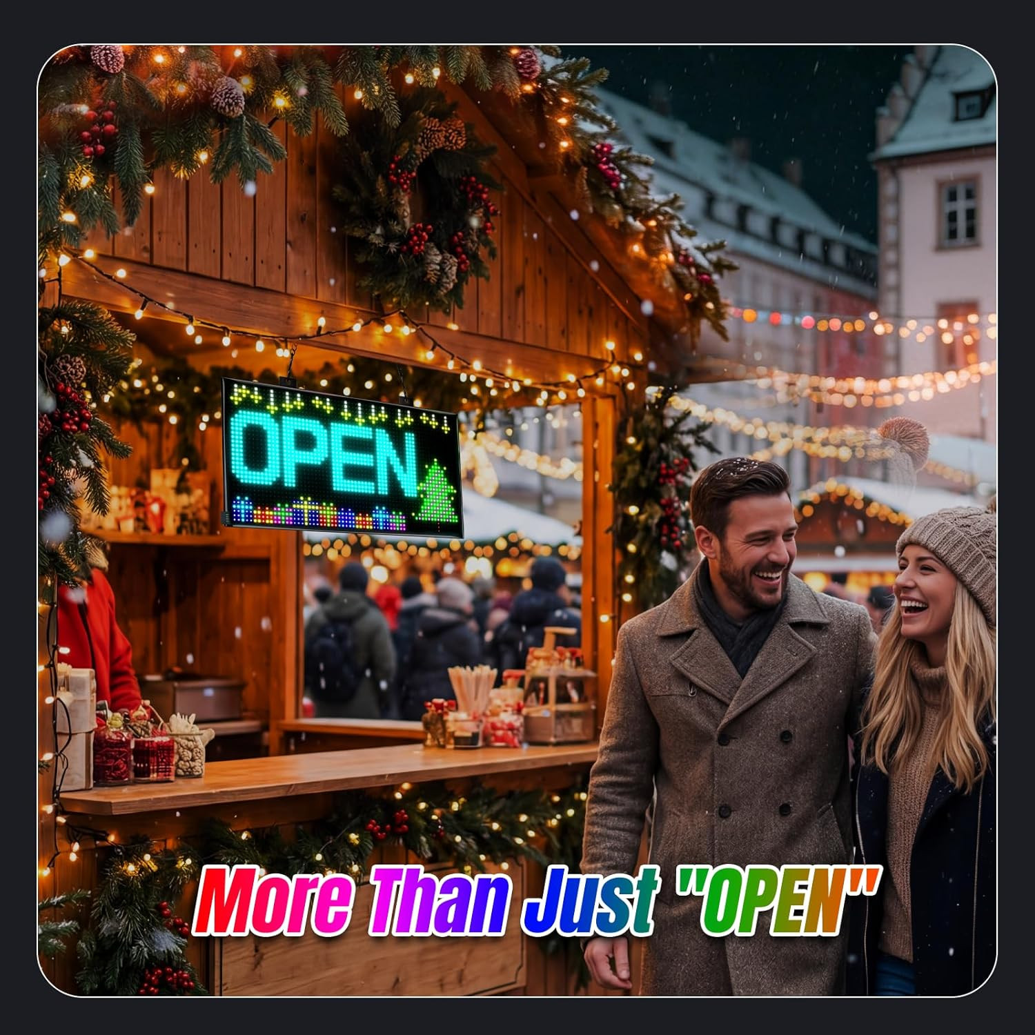 Programmable LED Open Sign with APP Control – Waterproof 8×13 for Business