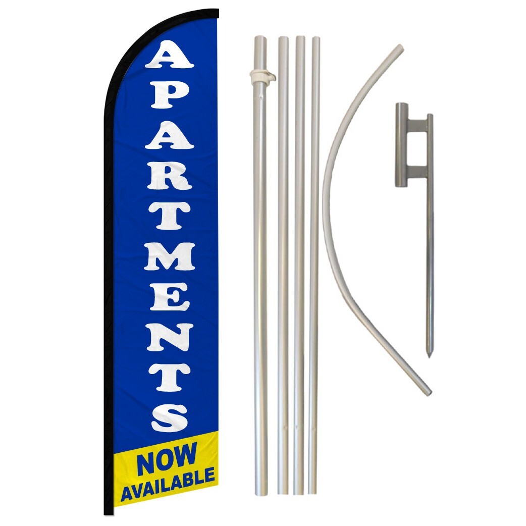 Apartments Now Available Windless Banner Swooper Advertising Flag Kit RealEstate