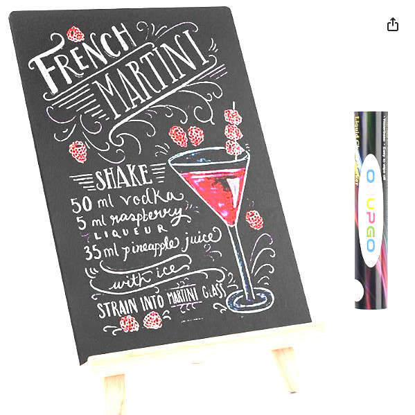 ONUPGO Chalkboard Signs with Easel, 8&Prime; x 12&Prime; Food Signs Small Tabletop