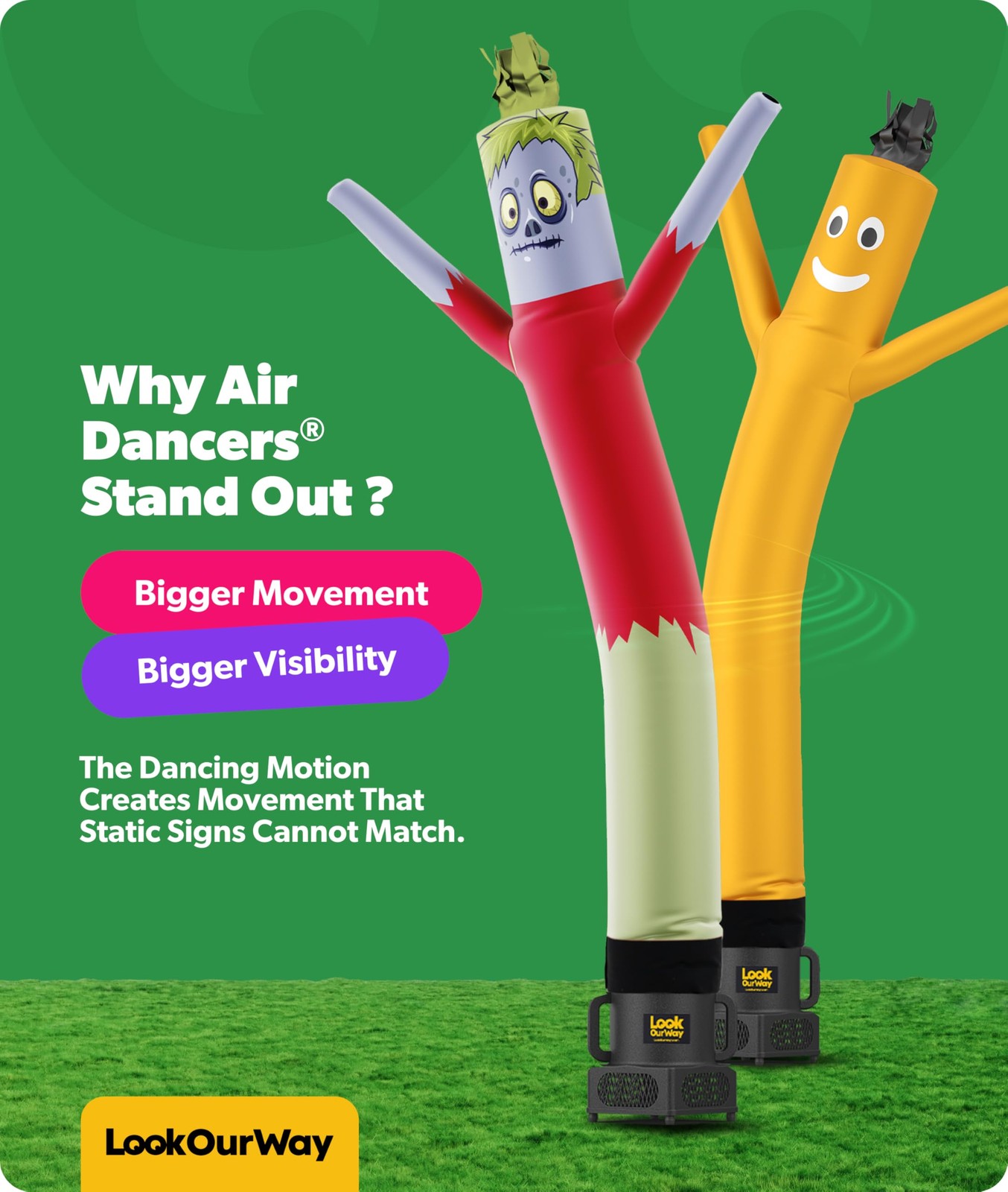 Lookourway Air Dancers Wacky Waving Inflatable Tube Man Attachment – 6 Feet