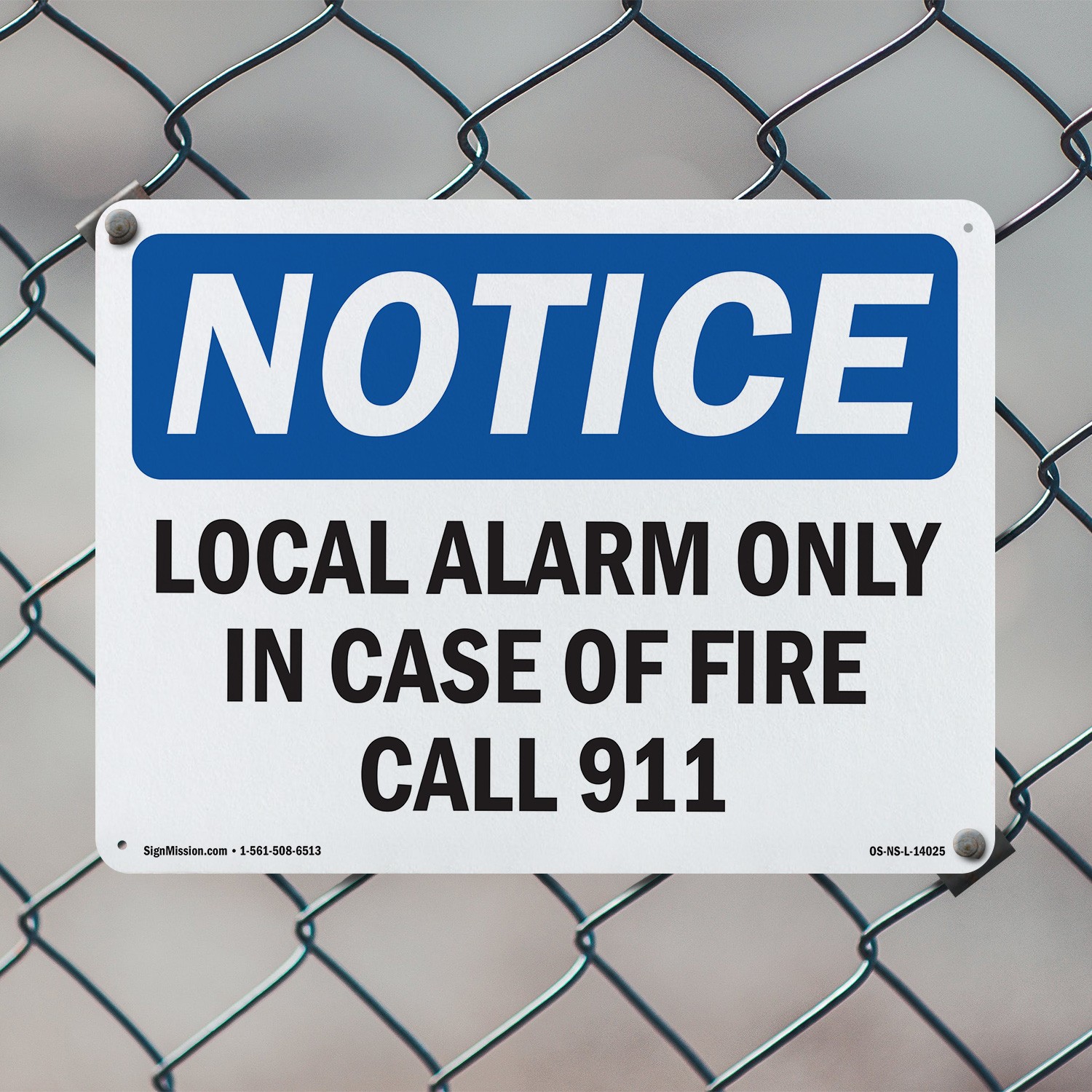 Local Alarm Only In Case Of Fire Call 911 OSHA Notice Sign, Decal 5 or 10 Pack
