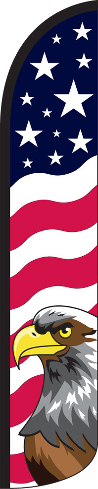 Stars & Bars USA Eagle 15&prime; Tall Windless Swooper Feather Banner Flag & Pole Kit