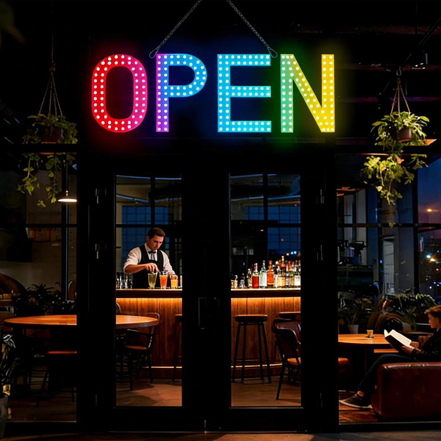 Super Bright Multi-Color LED Open Sign for Stores & Restaurants – 40&Prime; x 14