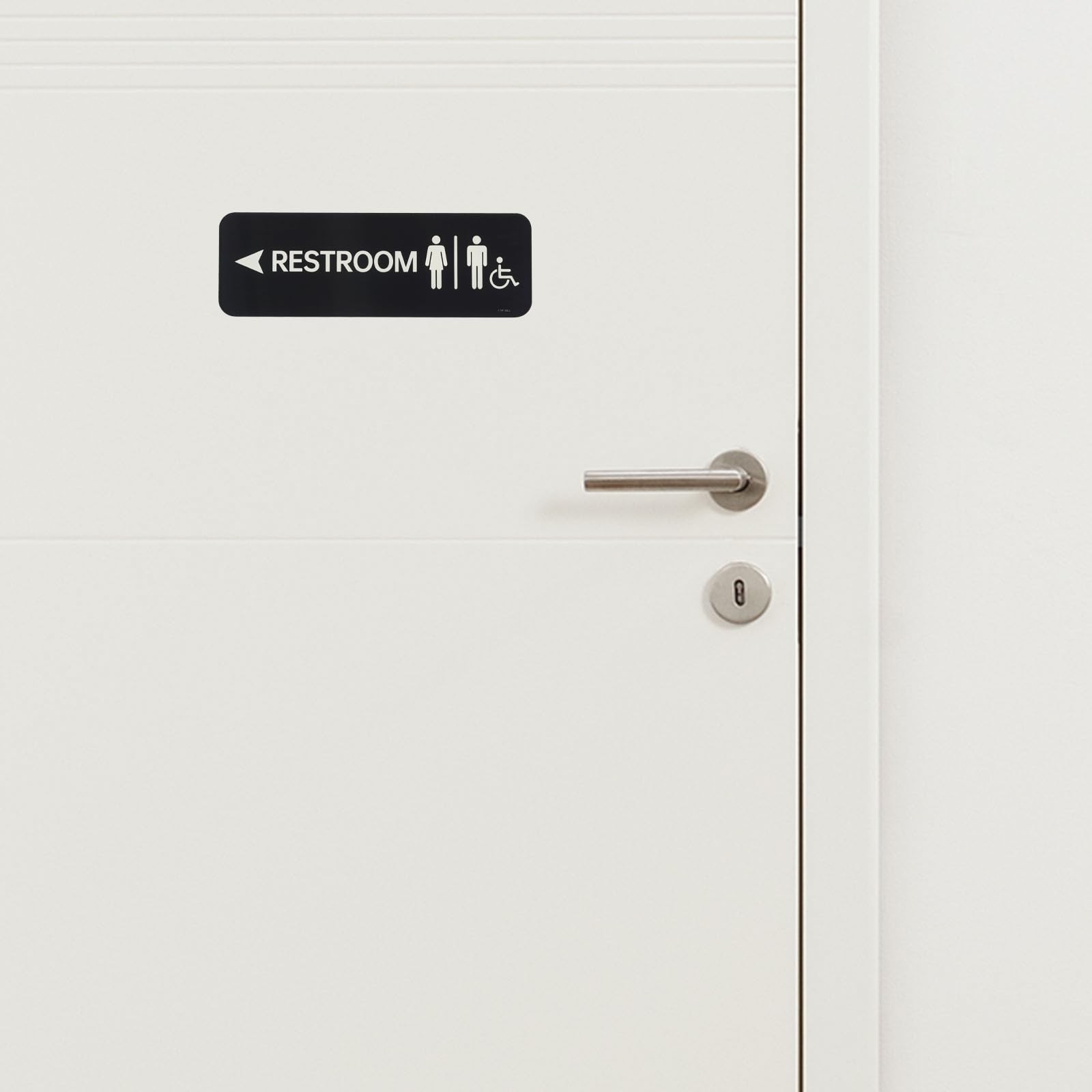 9×3 Inch Black Restroom Left Arrow Sign Acrylic Adhesive Door Wall Plate