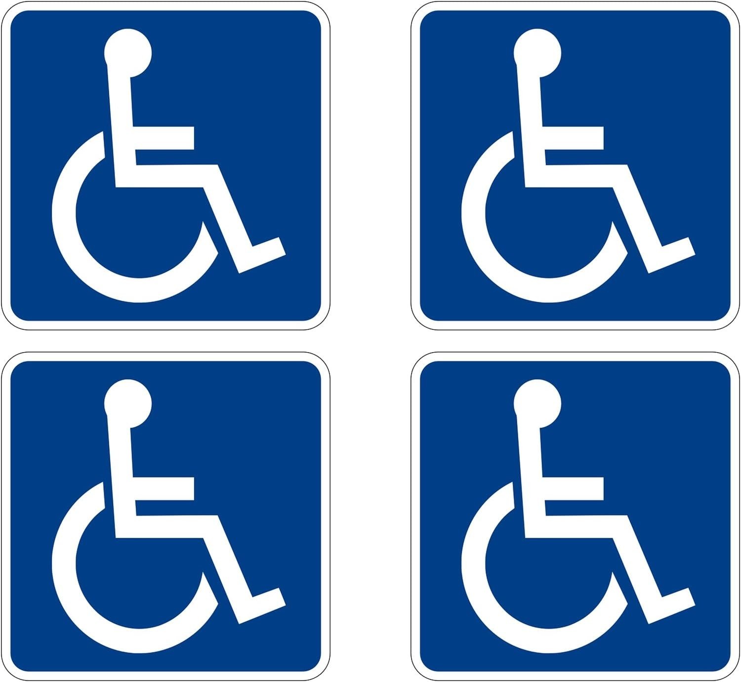 Disabled Wheelchair Symbol ADA Compliant Handicap Access Sign Pack of 4 5 X 5…
