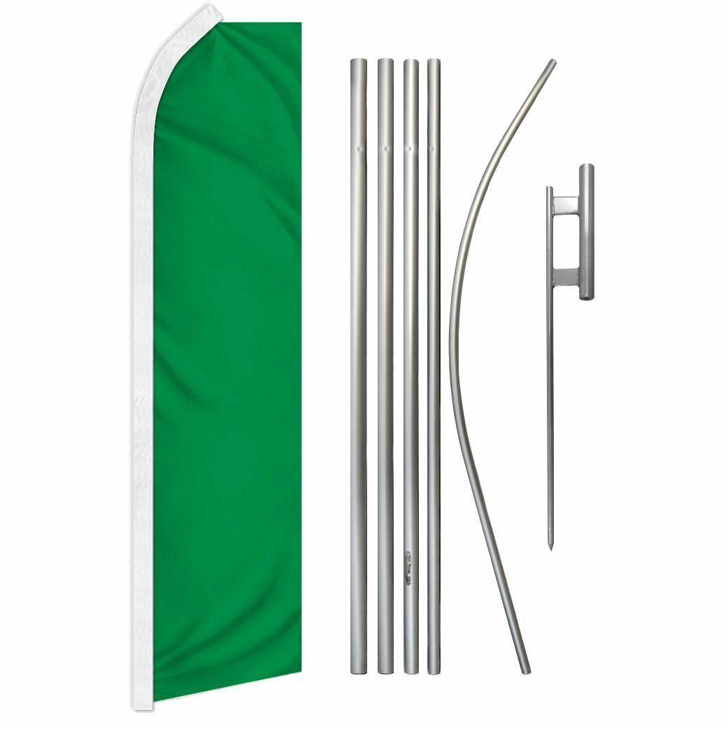 « GREEN » Advertising Super Flag & Pole Kit solid color blank verde