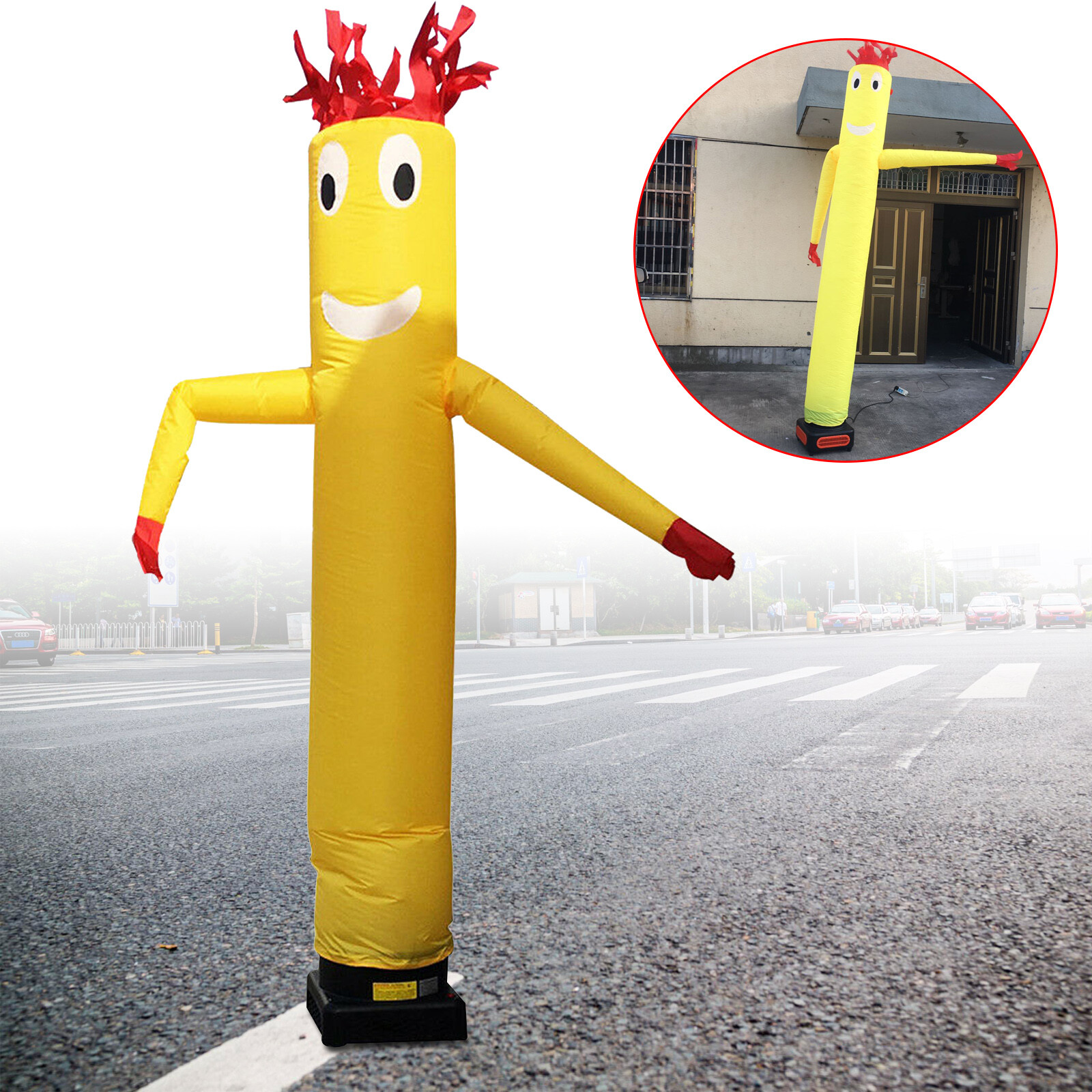 Yellow 10ft Inflatable Wacky Waving Flailing Arms Tube Man Dancing Air Puppet