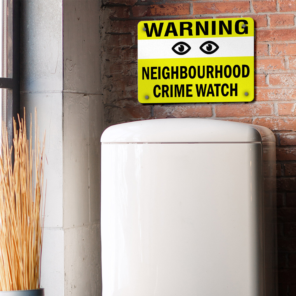 Aluminum Horizontal Metal Sign Warning Neighborhood Crime Watch Security