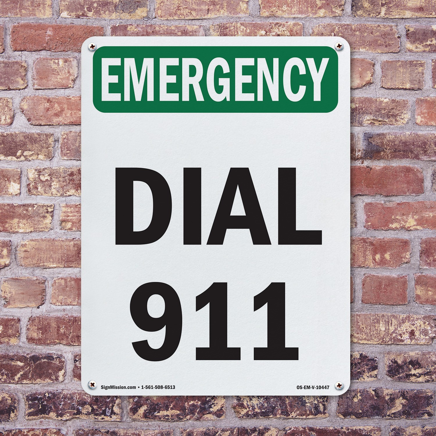 Dial 911 OSHA Emergency Sign Metal, Plastic, Or Decal – 5 or 10 Pack