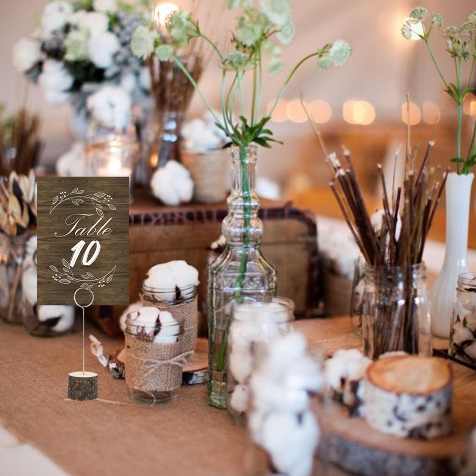 Rustic Table Number Cards 125 Wood Sign Holders Wedding Centerpiece 26 PCS