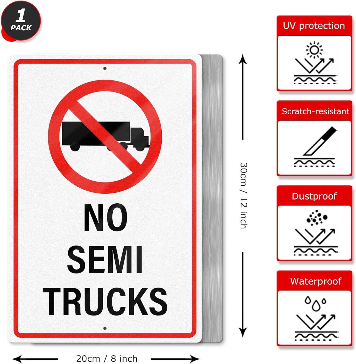 No Semi Trucks Tin Metal Signs 8×12 Inches Aluminum Waterproof Sign Metal Reflec