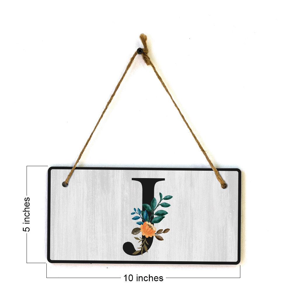 J Flower Decor 5×10 Hanging Wall or Door Sign | Alphabet Letter Room Decoration