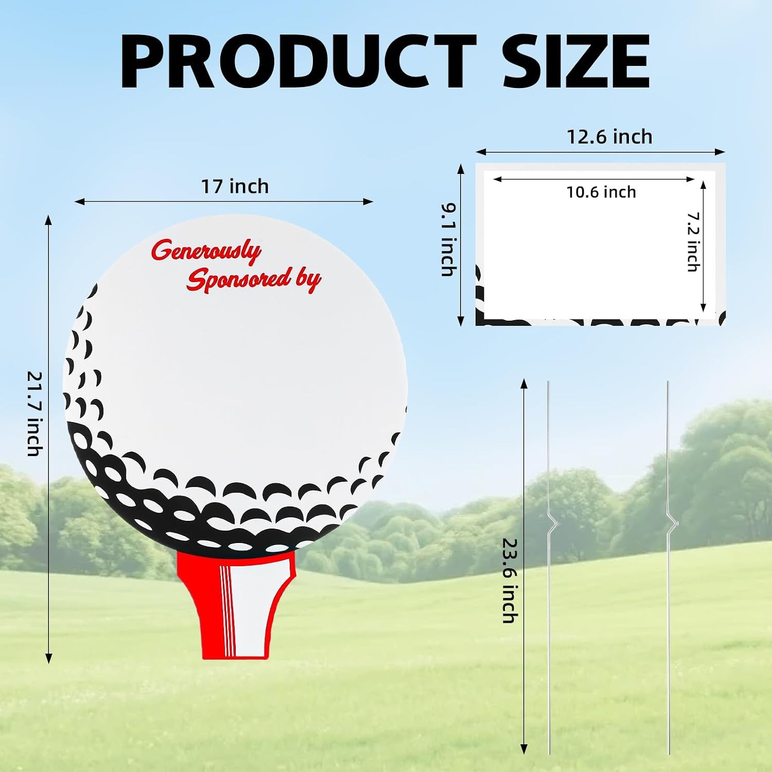 10 pack – Golf Ball Sponsor Sign Includes Stakes and Clear Plastic Sleeve