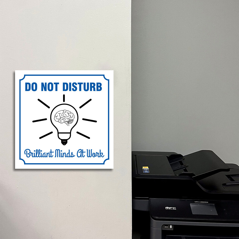 Square Plus Do Not Disturb Brilliant Minds At Work Door or Wall Sign