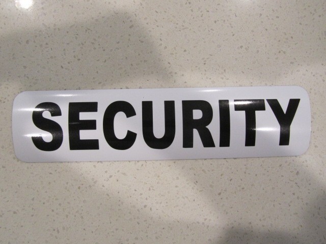 SECURITY White & Black Vehicle Magnetic Sign 3&Prime;x12&Prime; for Car Truck Van SUV